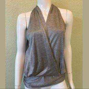 ADAM LIPPES silk plunge neckline drape blouse